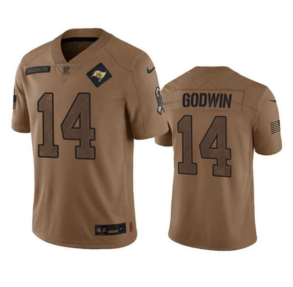 Men%27s Tampa Bay Buccaneers #14 Chris Godwin 2023 Brown Salute To Service Limited Jersey Dyin